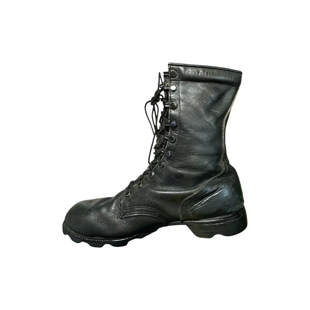RO-Search Military Combat Boots 10 R Vintage 1985 Black Leather USA Lace Jungle